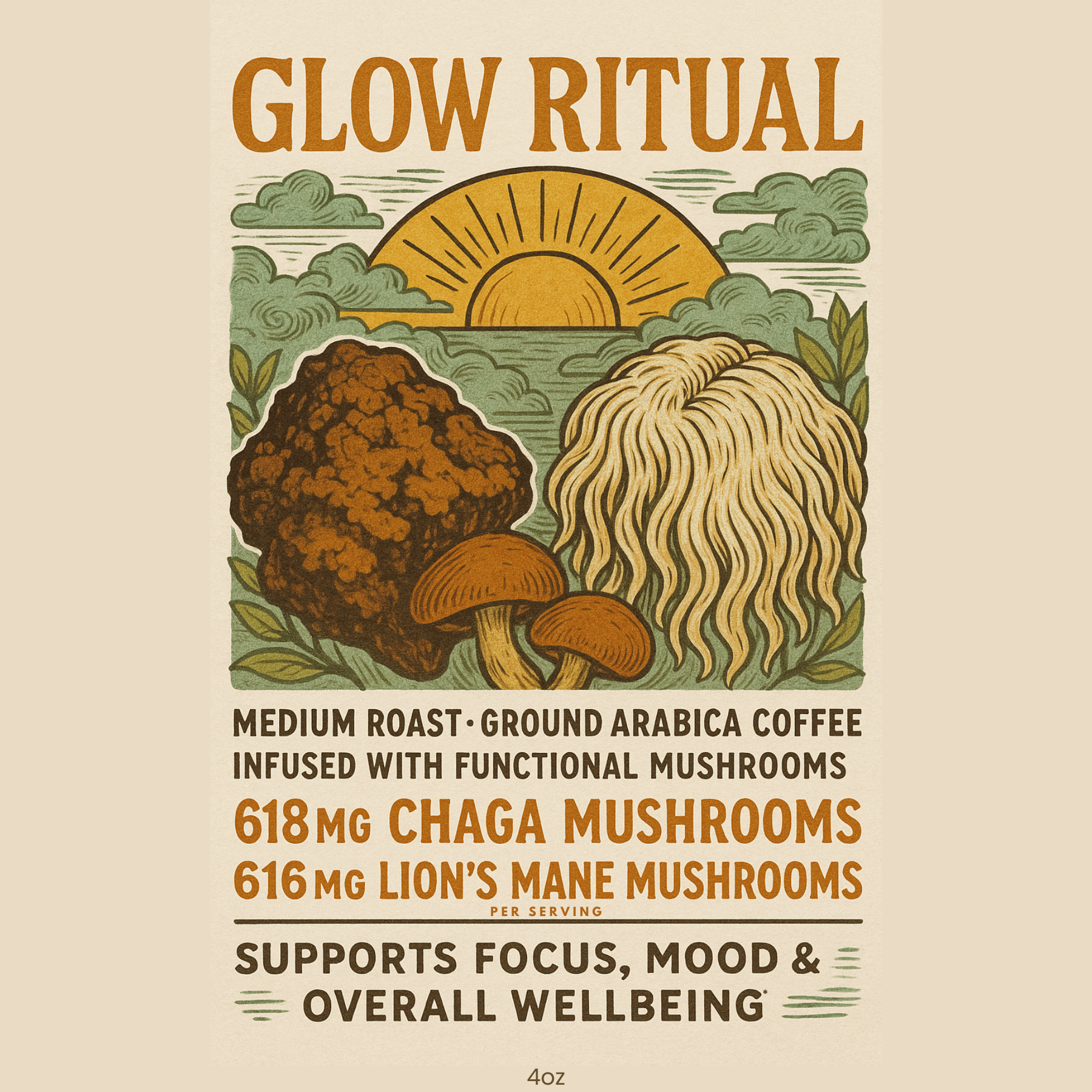 Mushroom Coffee Fusion - Lion’s Mane & Chaga 4oz